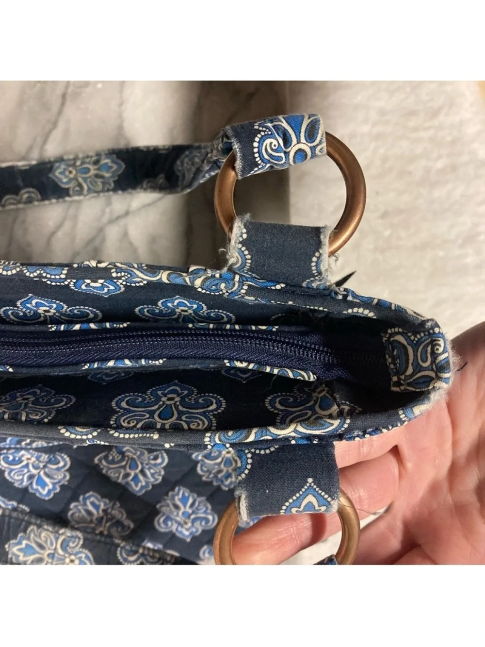 Vera Bradley Calypso Blue Paisley Purse Bag Multiple Compartments Zipper - Picture 9 of 13